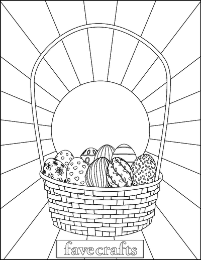 Pretty Eggs in an Easter Basket Coloring Page