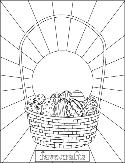 Pretty Eggs in an Easter Basket Coloring Page