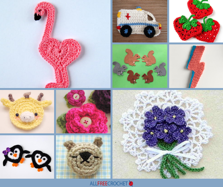 42 Crochet Applique Patterns (& Crochet Pins) | AllFreeCrochet.com