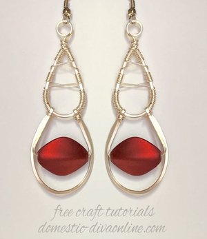 Red Satin Wire Wrapped Earrings
