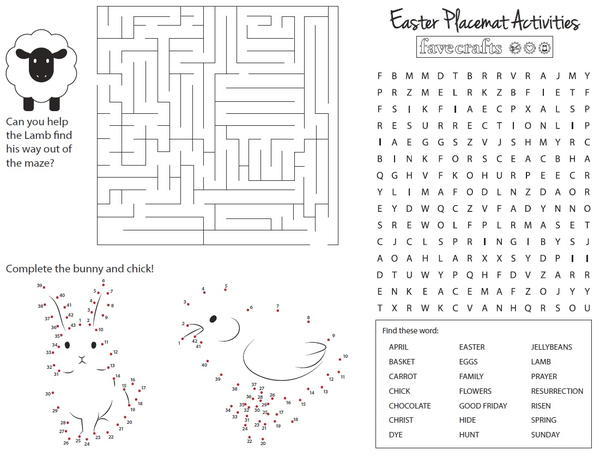 Free Printable Activity Placemats for Easter | FaveCrafts.com free-printable-activity-placemats-for-easter-favecrafts-com