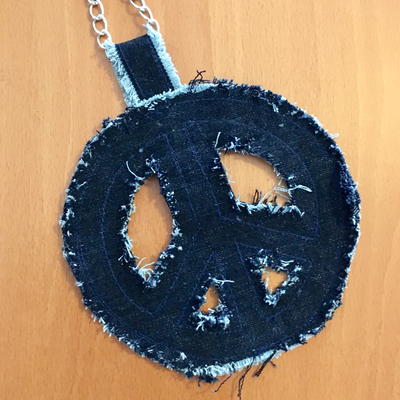 How to Make a Peace Sign Necklace from Denim