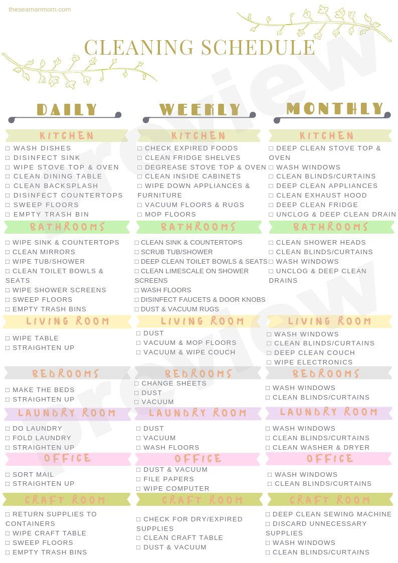 House Cleaning Schedule CheapThriftyLiving House cleaning schedule cheapthriftyliving