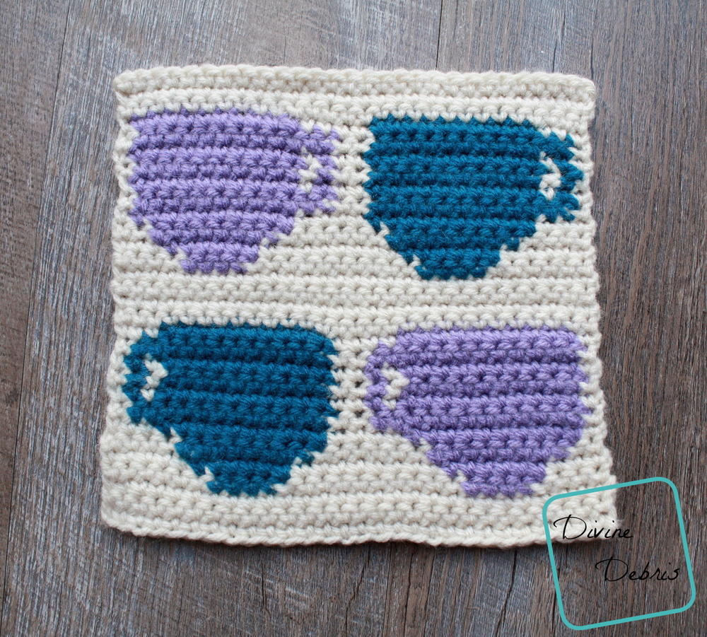 8" Tapestry 4 Coffee Cups Afghan Square