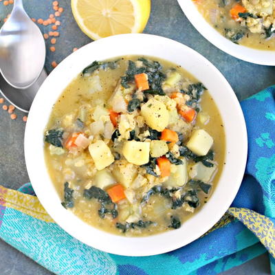 Red Lentil Potato Soup | FaveHealthyRecipes.com