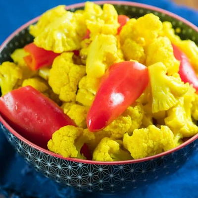 Curried Red Pepper and Pickled Cauliflower