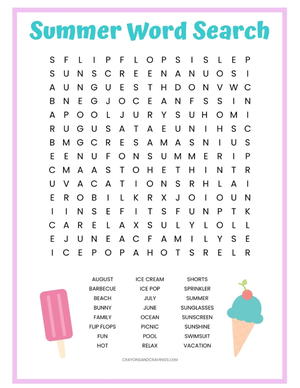 Summer Word Search Printable