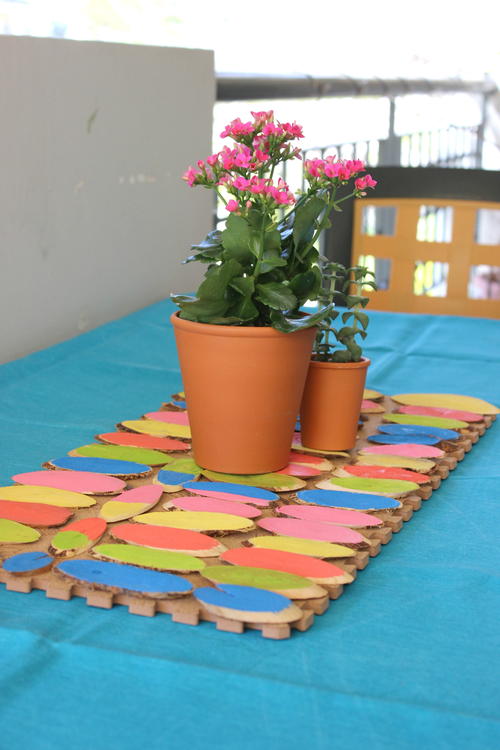 DIY Colored Painted Wooden Table Runner