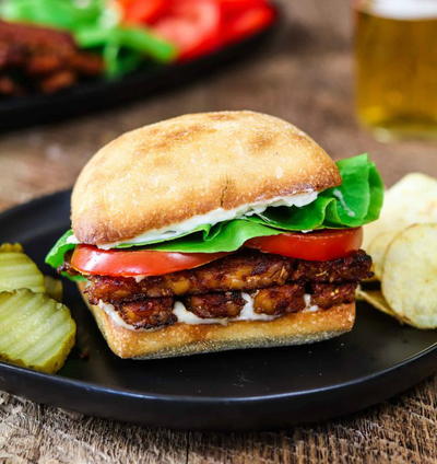 Vegan BLT with Baked Tempeh Bacon