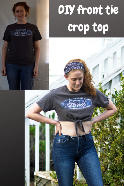No Sew T Shirt Upcycle to Front Tie Crop Top