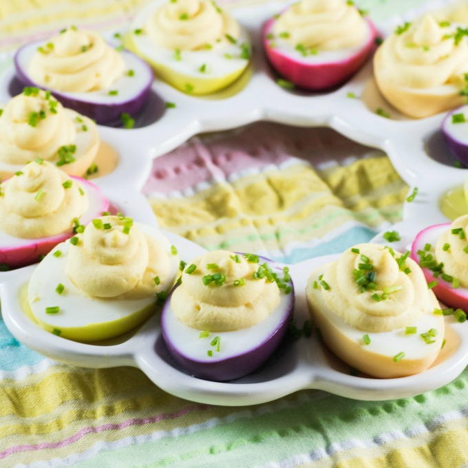 Rainbow Easter Deviled Eggs | FaveGlutenFreeRecipes.com