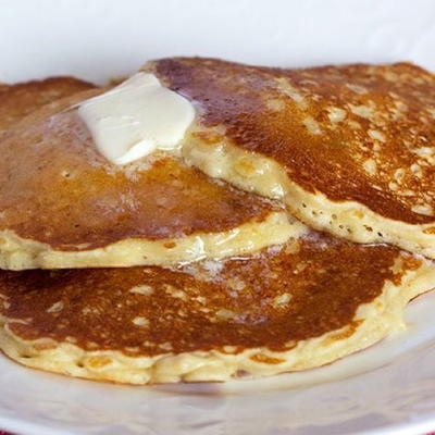 Fluffy Buttermilk Pancakes with Oatmeal and Pecans