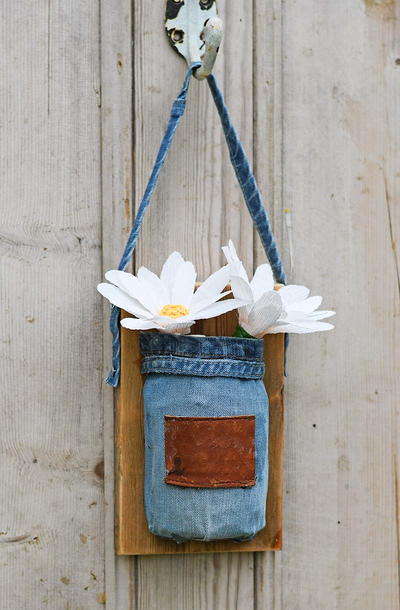 Upcycled Jeans Wall Vase