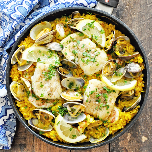 Mediterranean Seafood Medley with Saffron Rice | RecipeLion.com