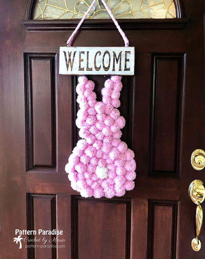 Pompom Bunny Welcome Sign