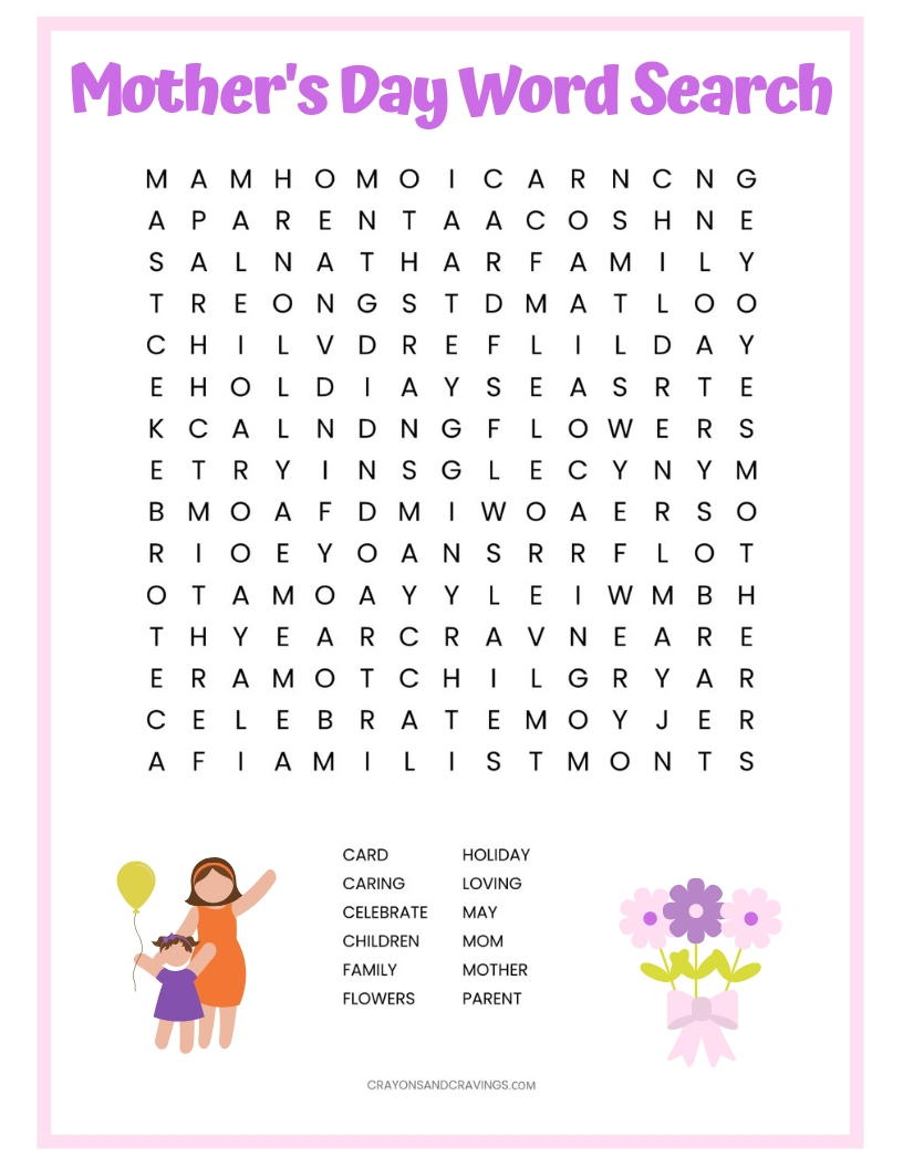 Mothers Day Word Search Printable AllFreeKidsCrafts com