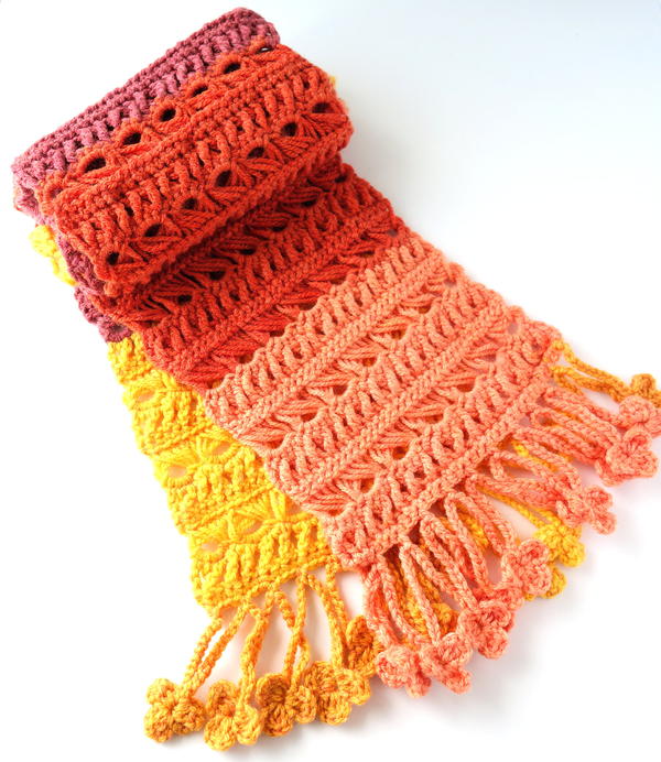 Sunset Flame Crochet Scarf