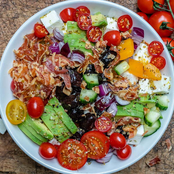 Bacon Avocado Greek Salad – Keto Recipe