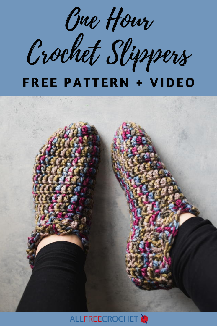 One Hour Crochet Slippers (Free Pattern) | AllFreeCrochet.com