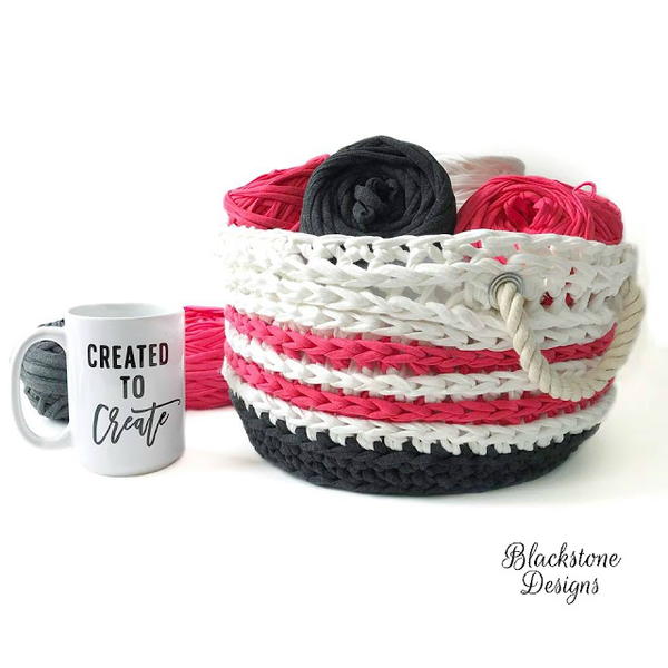 Nautical T-Shirt Yarn Basket