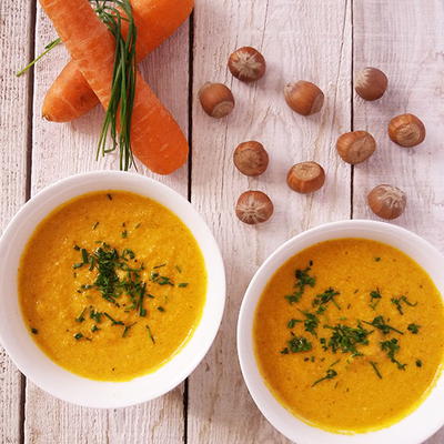 Five Minute Hazelnut and Carrot Soup
