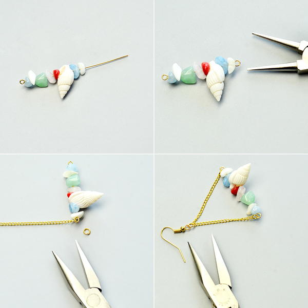 Easy Beebeecraft Tutorial on How to Make a Pair of Chip Gemstone Bead Chain Earrings