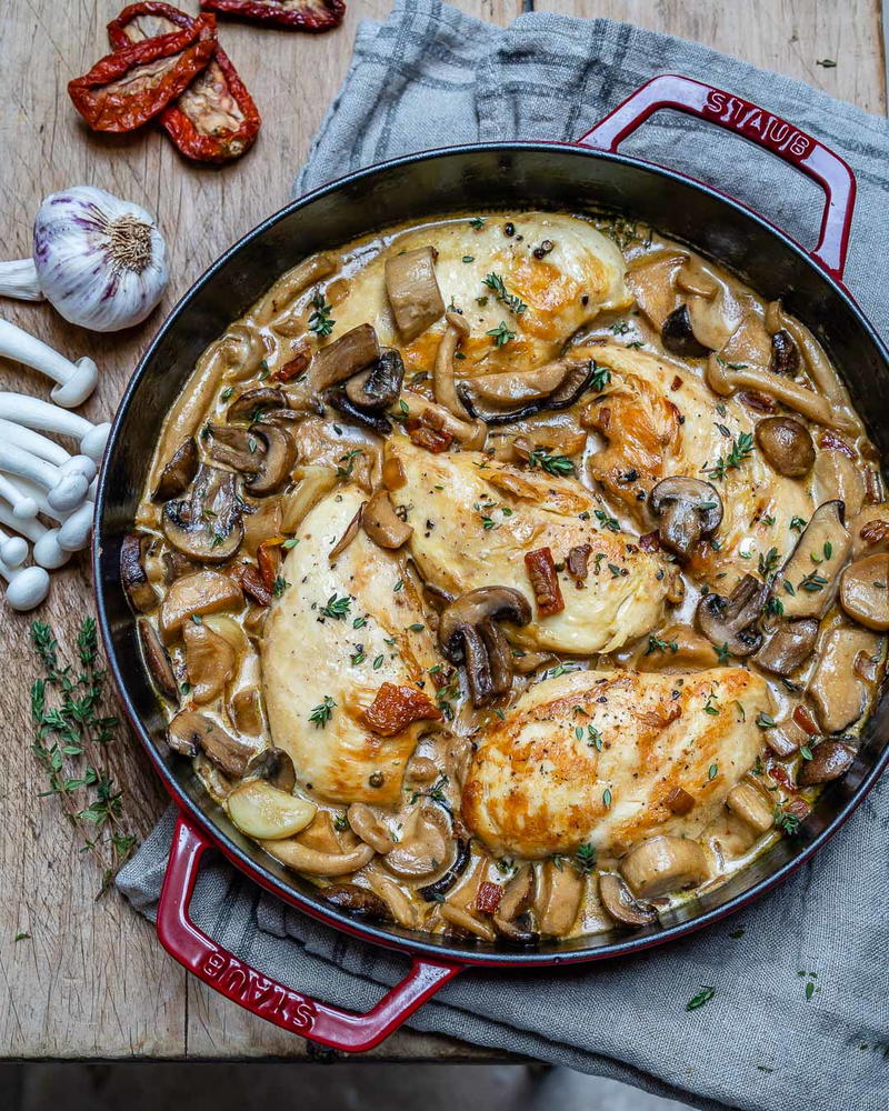 Creamy Chicken Mushroom in White Sauce (Keto Recipe) | RecipeLion.com