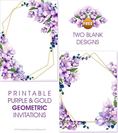 Printable Purple Watercolor Invitations