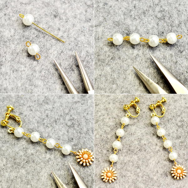 Beebeecraft Tutorial on How to Make a Pair of Glass pearl Dangle Earrings