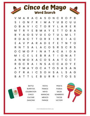 Cinco De Mayo Word Search Free Printable Allfreekidscrafts Com