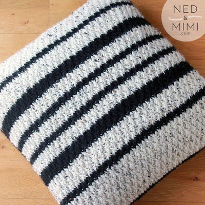 Black & White Crochet Throw Pillow