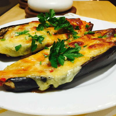 Baked Eggplant with Tomato Sauce and Cheese