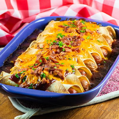 BBQ Tortilla Hot Dog Casserole