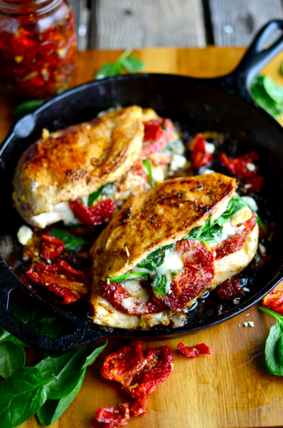 Sundried Tomato, Spinach, and Cheese Stuffed Chicken 
