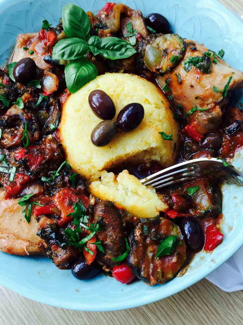 Mixed Grilled Veggies Polenta and Chicken Casserole