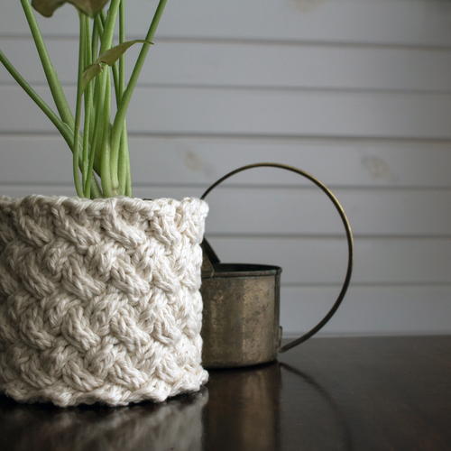 Lattice Stitch Plant Cozy Knitting Pattern