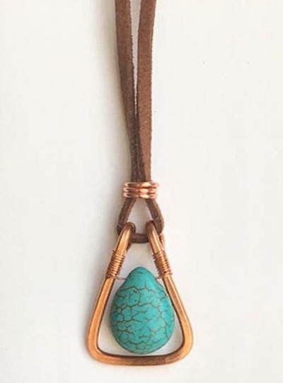 Turquoise Teardrop Copper Necklace