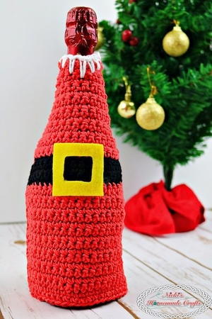 Santa Wine Bottle Crochet Cover