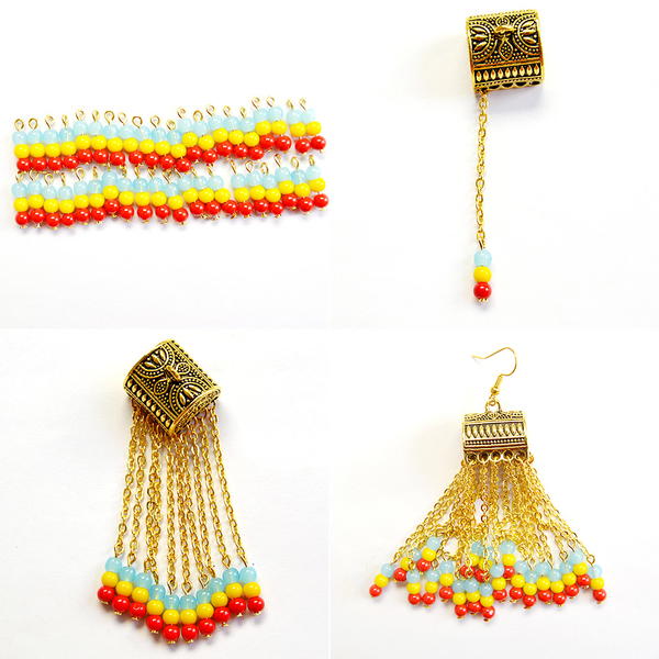 Beebeecraft Original DIY - How to Make Beaded Chain Tassel Earrings