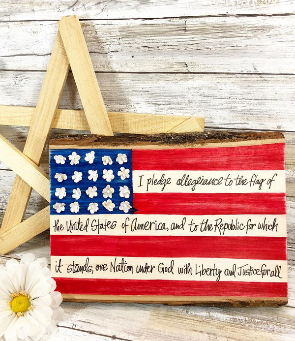 Hand Lettered American Flag Plaque