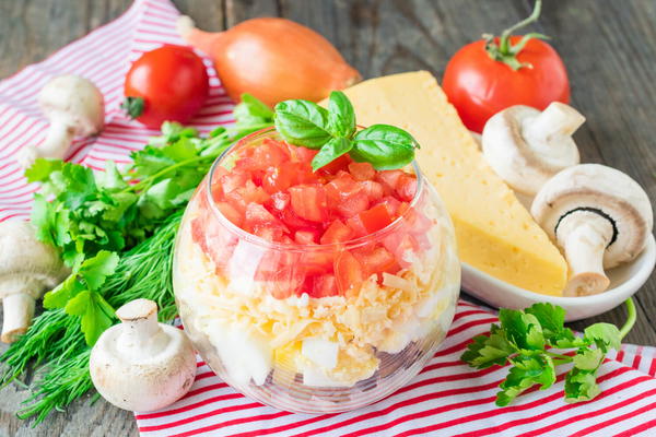 Chicken and Mushrooms Salad «Little Red Riding Hood»