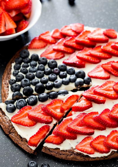 Red White and Blue Brownie Fruit Pizza