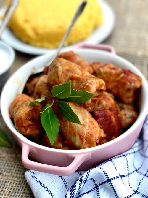 Cabbage Rolls Sarmale Stuffed with Ground Beef Veggies and Rice