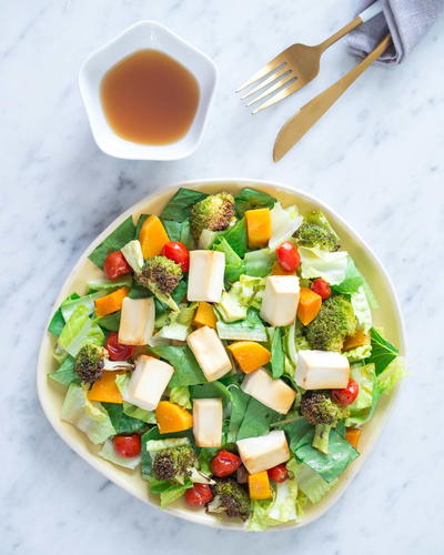 Tofu Salad with Refreshing Honey Yuzu Dressing