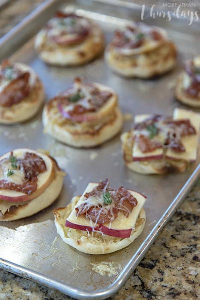 Gruyere, Bacon, and Apple Open Face Sandwiches