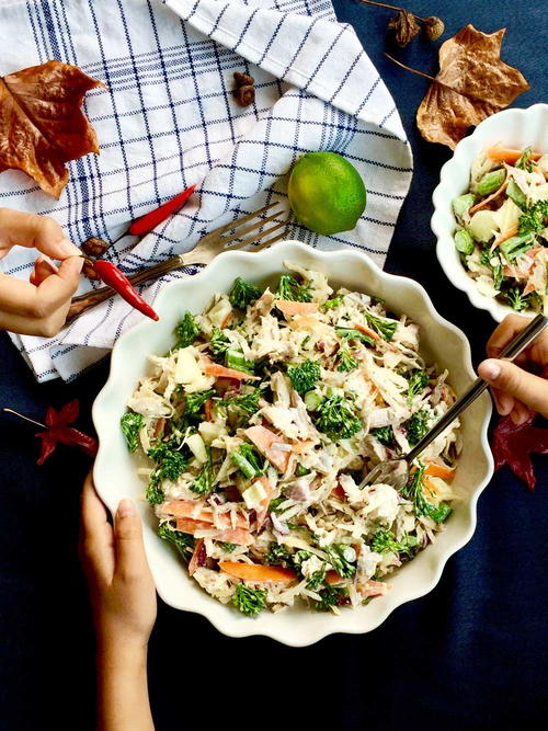 Swede Raw Broccolini and Roast Chicken Salad