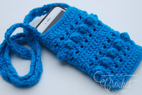 Blue Crochet Cell Phone Case with Strap Pattern