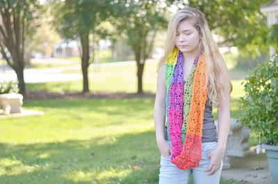 Rainbow Crochet Infinity Scarf Pattern
