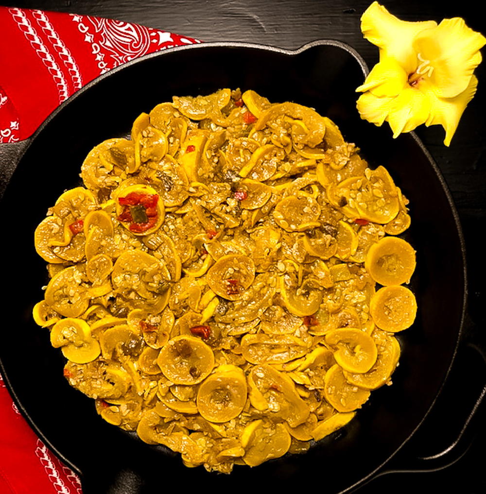 Cajun Smothered Yellow Squash - A Sprinkling of Cayenne