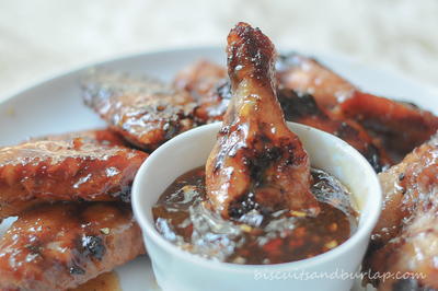 Peach Glazed Grilled Chicken Wings